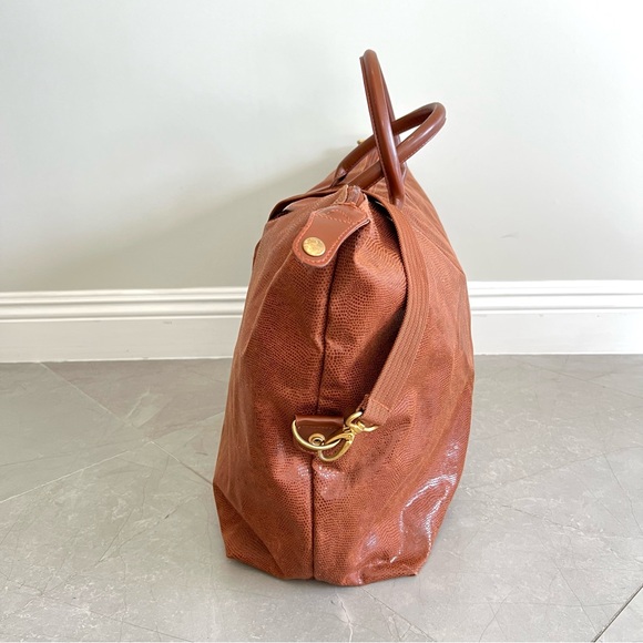 Diane Von Furstenberg Tan Faux Leather Oversize Travel Weekender Shoulder Bag - Picture 9 of 13